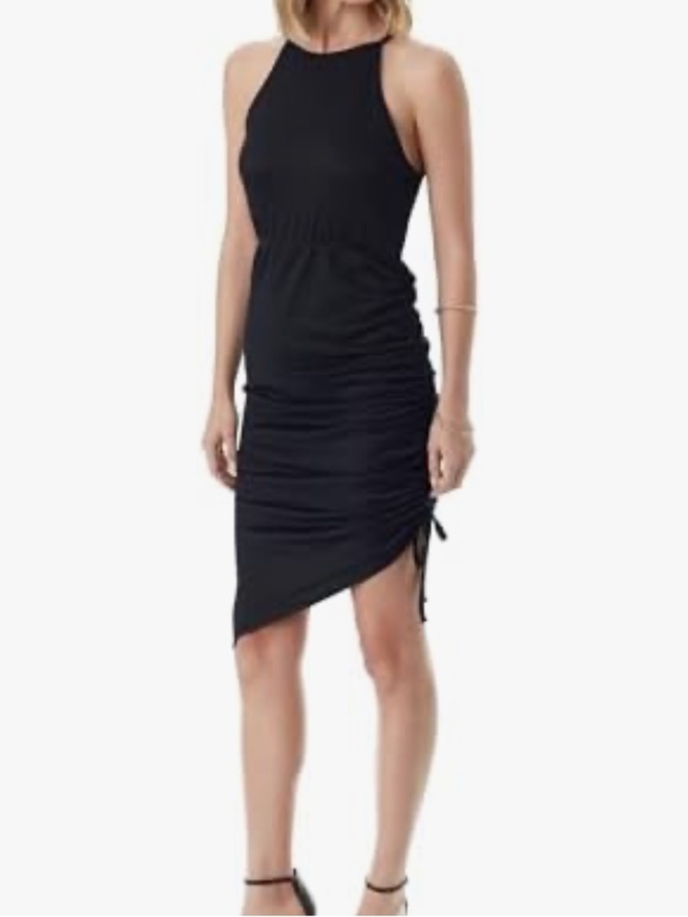 Jessica Simpson Black One-Shoulder Ruched Midi Dress New Size XS